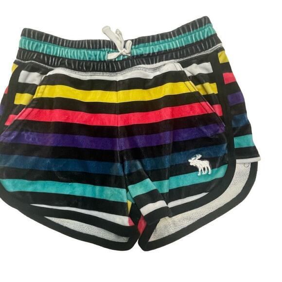 Abercrombie Kids Size 9/10 Velour Rainbow Stripe Running Shorts Velvet - Picture 1 of 4